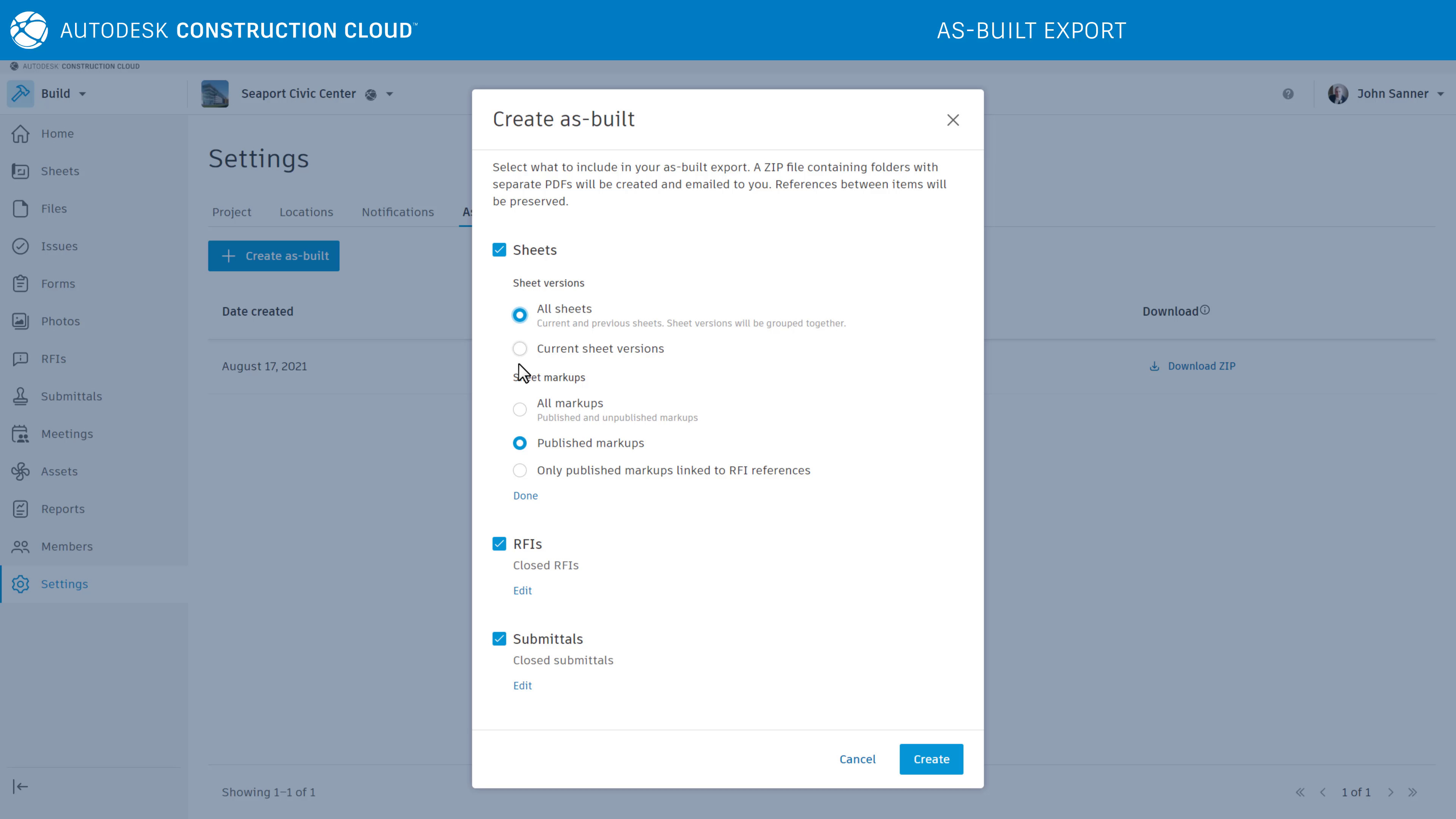 Thao tác sử dụng công cụ As-Built Export tool 