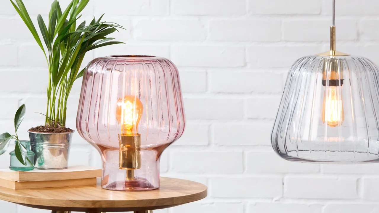 Ewer Table Lamp Blush Pink Glass And, Pink Glass Table Lamp Shade