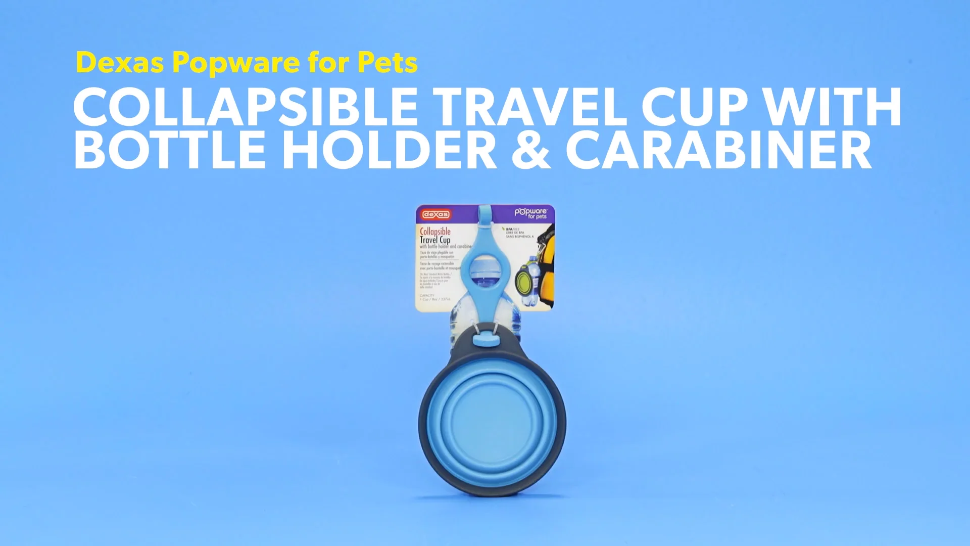 DEXAS Popware Collapsible TRAVEL CUP Food Water Pet Bowl Dish with Clip Bottle