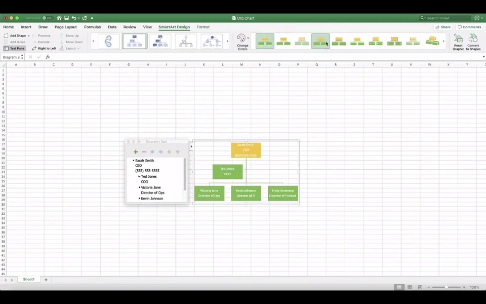 How To Build Org Charts In Excel Templates Pingboard