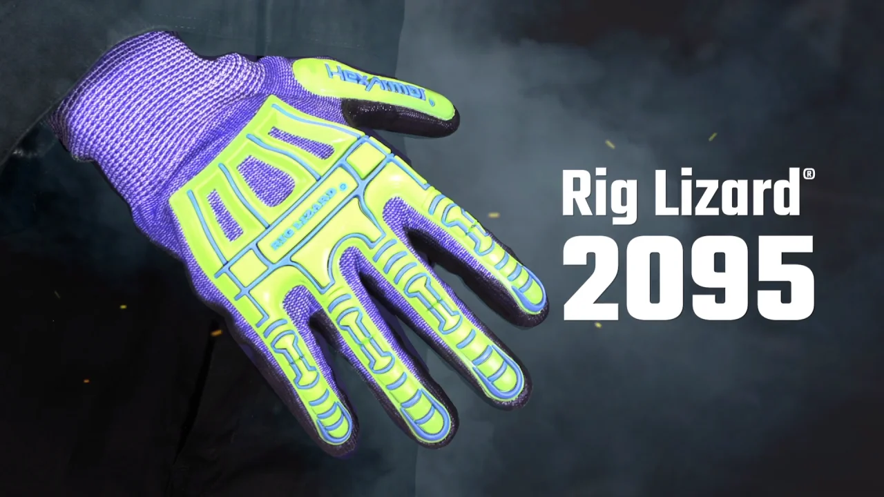 Large HexArmor Rig Lizard Thin Lizzie 2095 Impact Work Gloves with 360 Cut Resistance