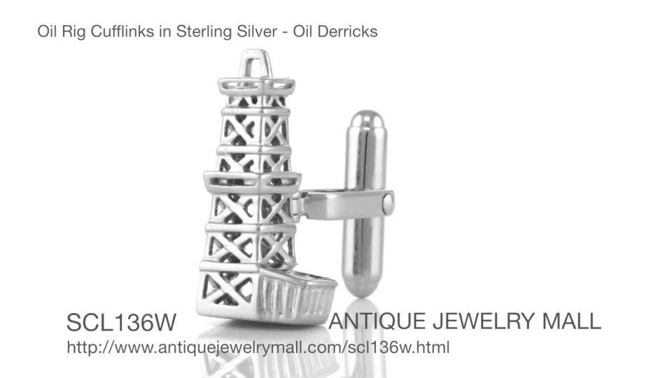 925 Sterling Silver Antiqued Oil Derrick Shaped Pendant