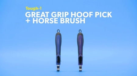 Tough 1 Great Grip Hoof Pick//Brush with Metal Pick and Stiff Bristles 7/"