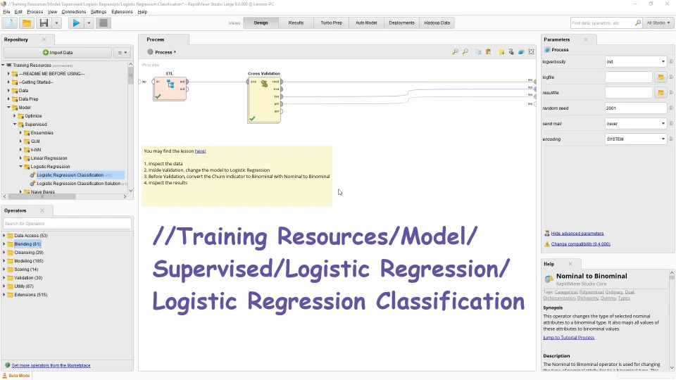 Logistic Regression demo | RapidMiner Studio