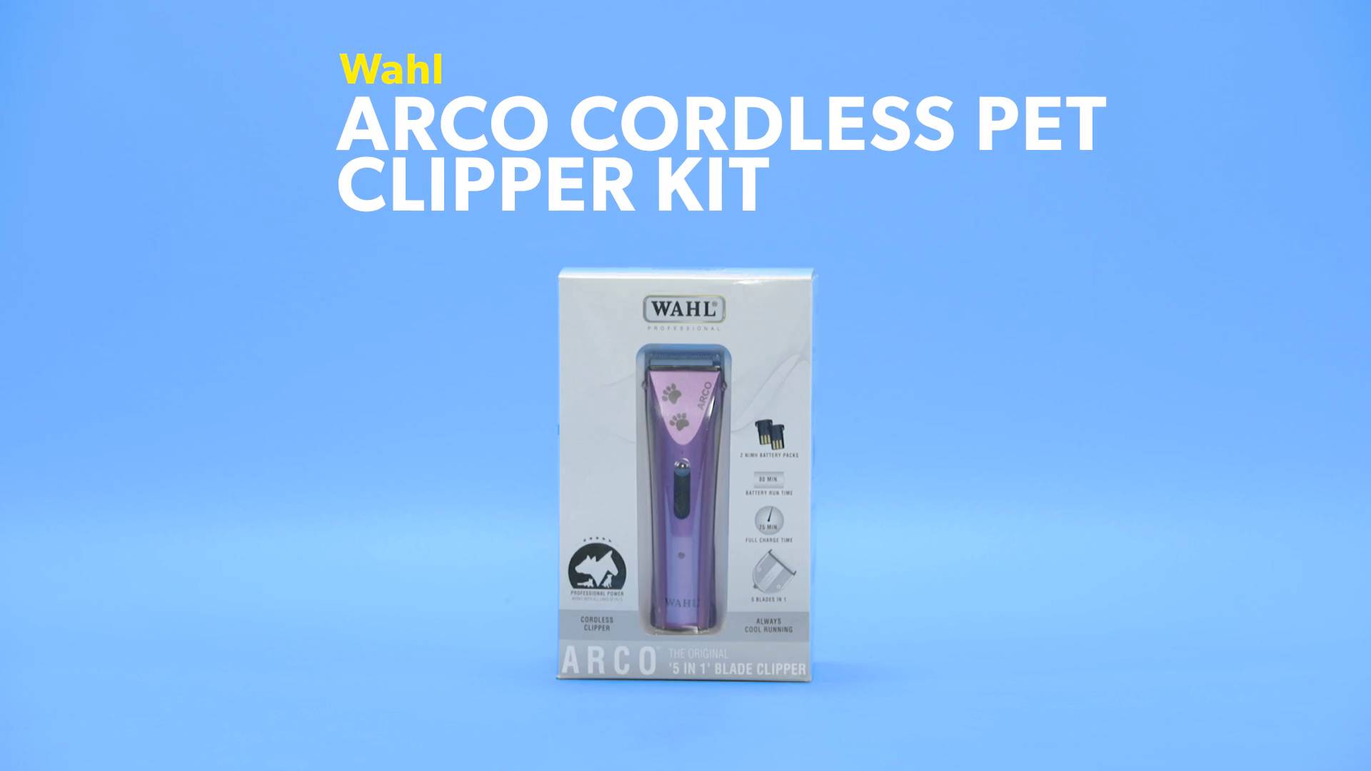 wahl professional animal arco cordless dog and pet clipper kit