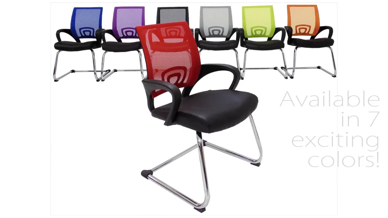 Colorful Leather Reception Chairs, Office Guest Chairs Leather