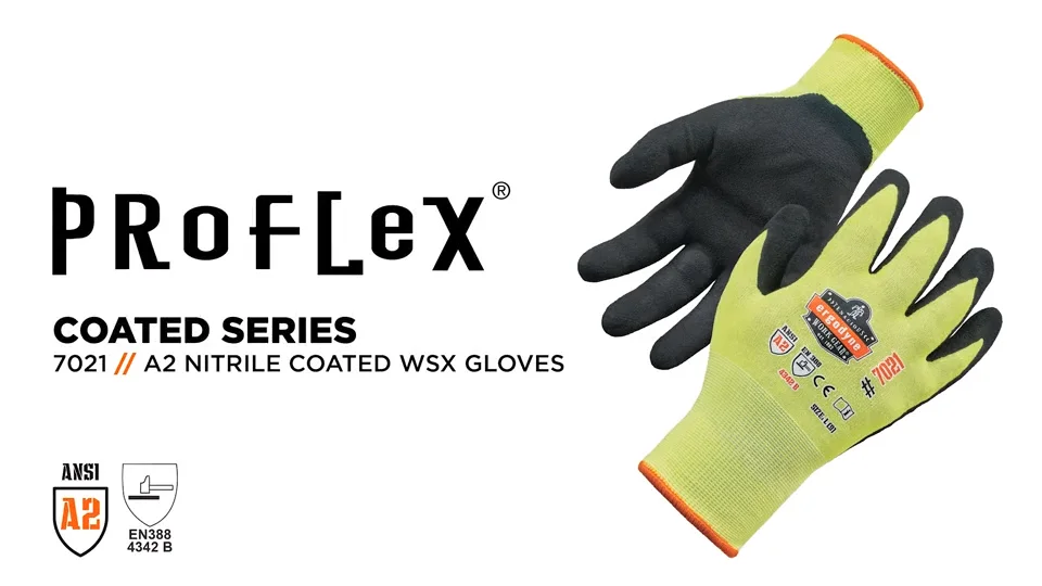 Ergodyne ProFlex 7021 Hi-Viz Nitrile Coated Cut Resistant Gloves