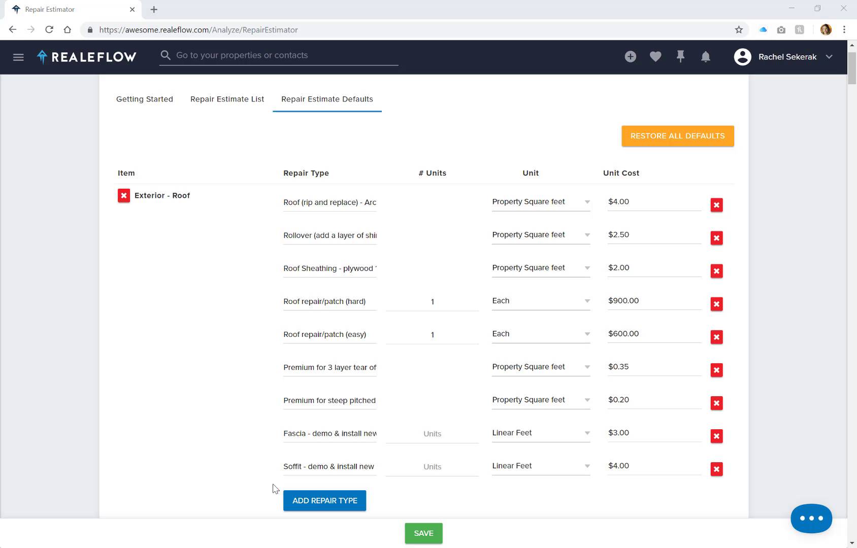 Configuración de valores predeterminados Pro 180