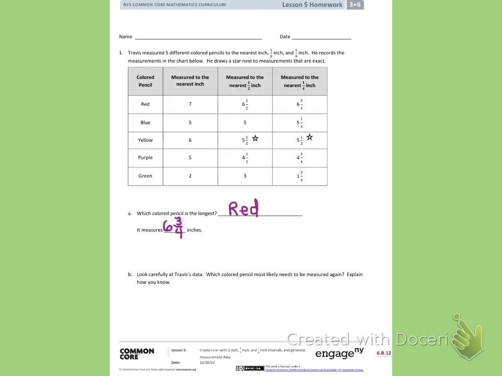 Grade 3 Module 6 Homework Lesson 5