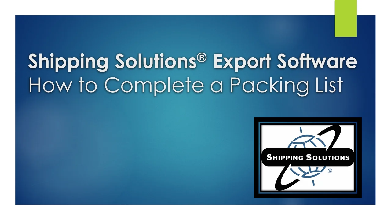 How To Create An Export Packing List Video