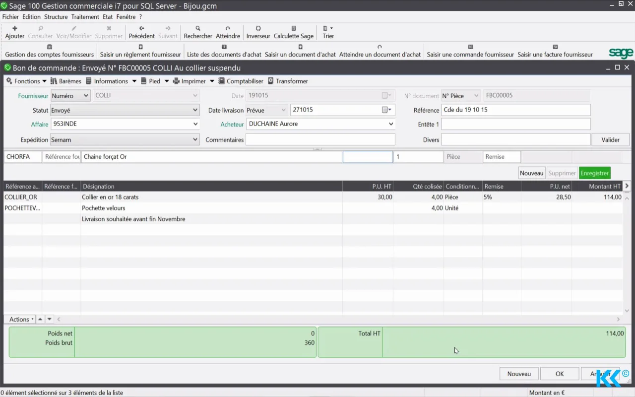 Sage 100 Gestion Commerciale La Saisie D Un Document D Achat