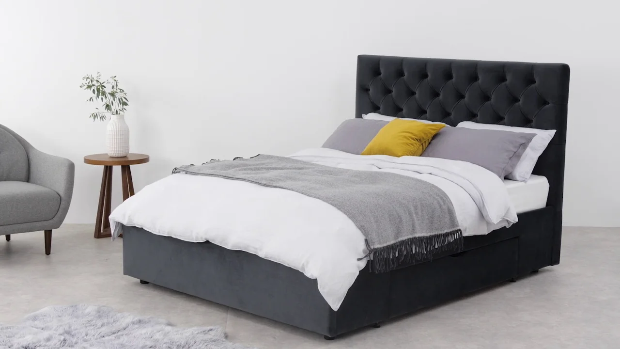Skye King Size Bed With Storage Drawers Royal Blue Velvet Made Com Skye King Size Bed With Storage Drawers, Skye Super King Size Ottoman Storage Bed Royal Blue Velvet