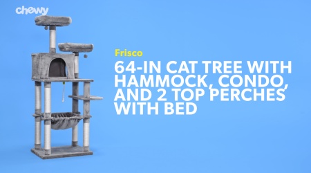 Frisco 64 In Cat Tree With Hammock Condo 2 Top Perches With Bed Gray Chewy Com