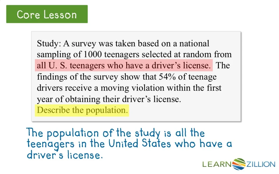 Distinguish Between Population And Sample Learnzillion