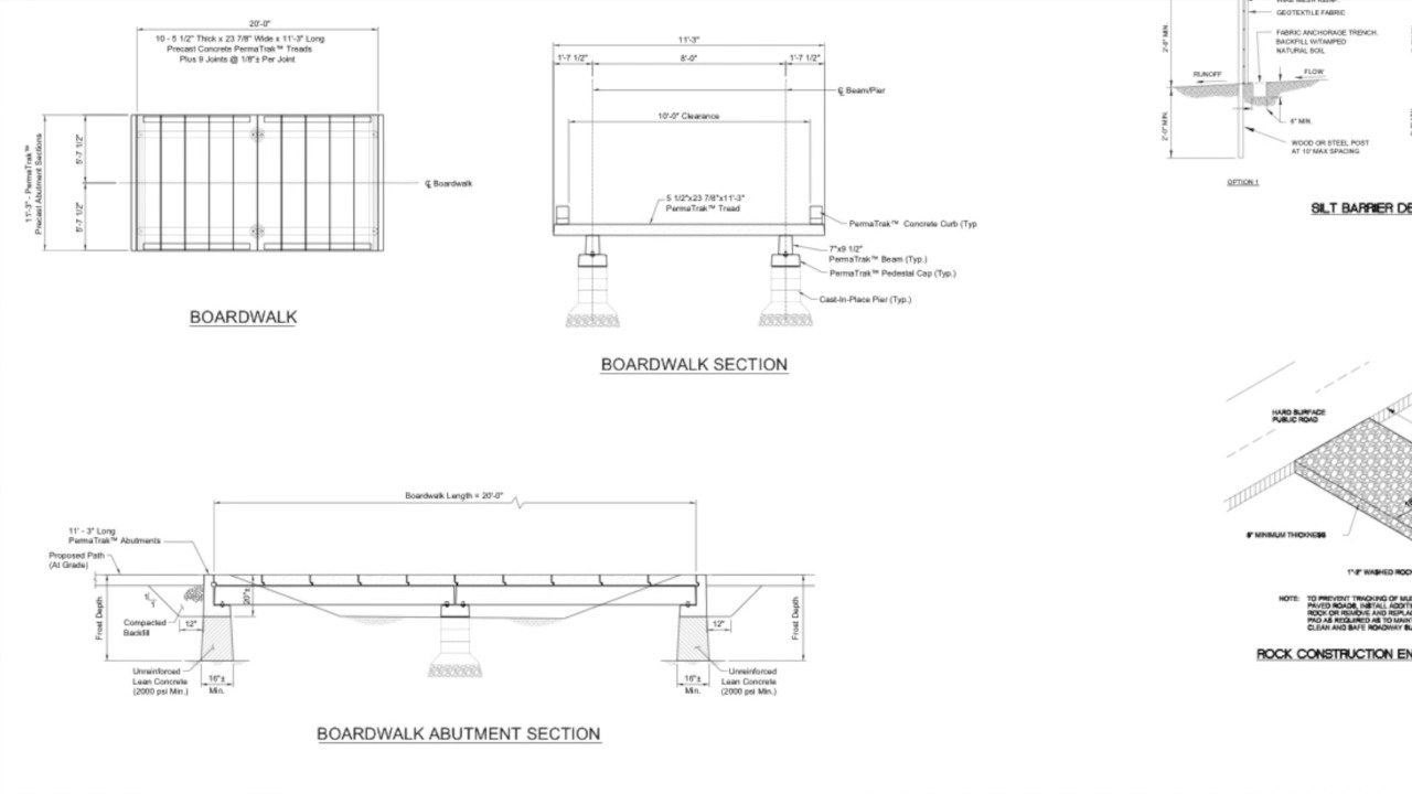 PermaTrak Boardwalk Plans & Sections Sample Construction Drawings