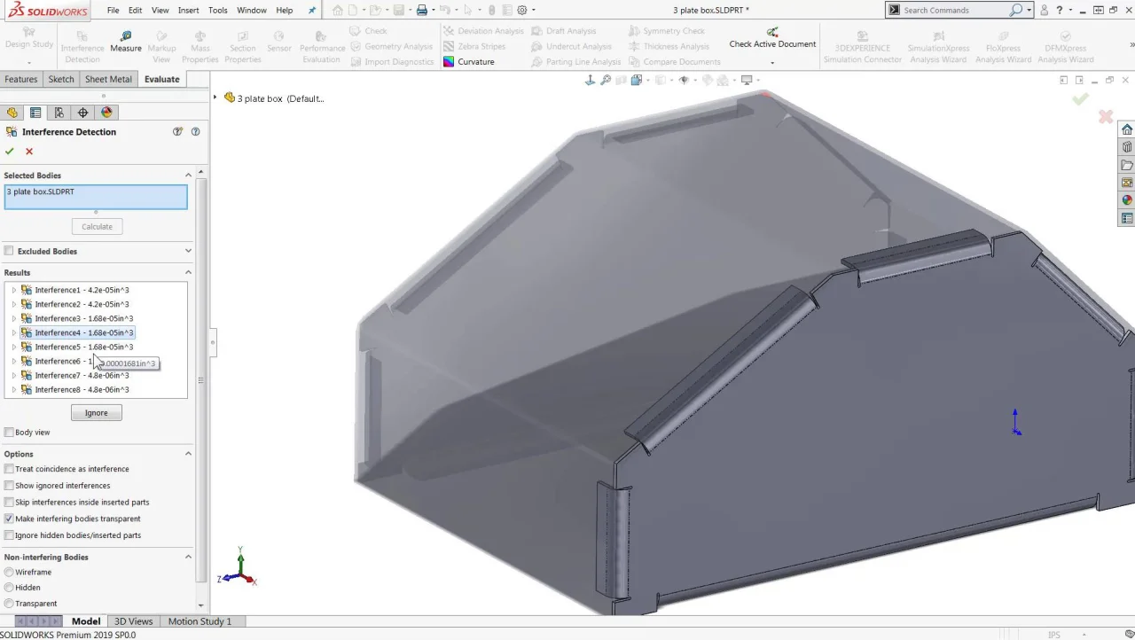 Exploring Interference Detection With Multi Body Parts In Solidworks