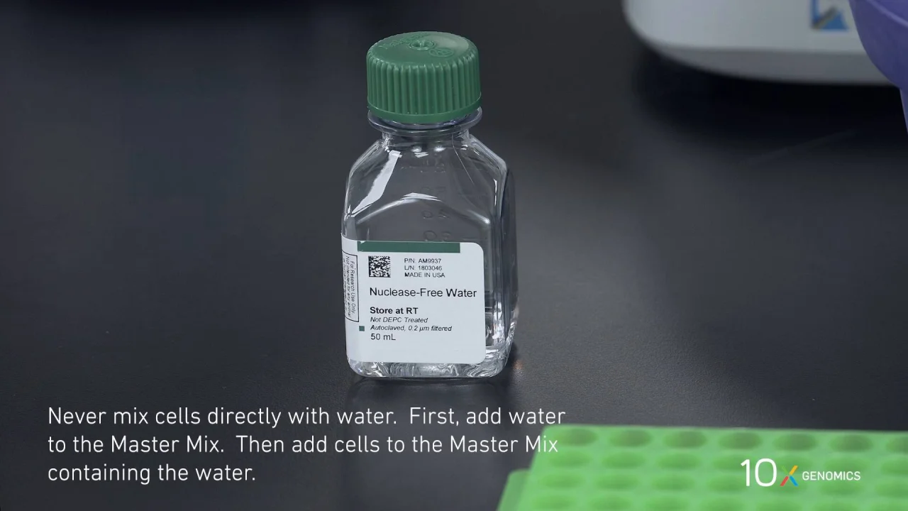 How To Video Single Cell 3 V3 Protocol Step 1 2 Combining Master Mix Water And Cells 10x Genomics