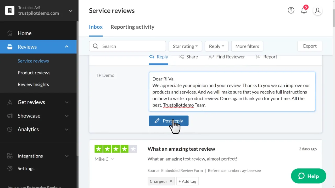 How to reply to reviews. Step 23: Go to Service or Product reviews
