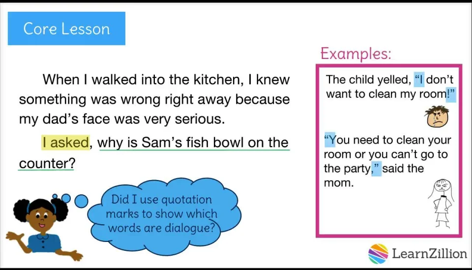 Use Quotation Marks To Show Dialogue Learnzillion