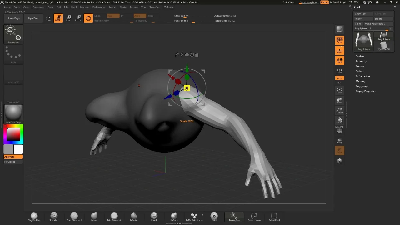 Zclassroom Lesson Creating A Character With Imm Brushes Gizmo 3d Part 2