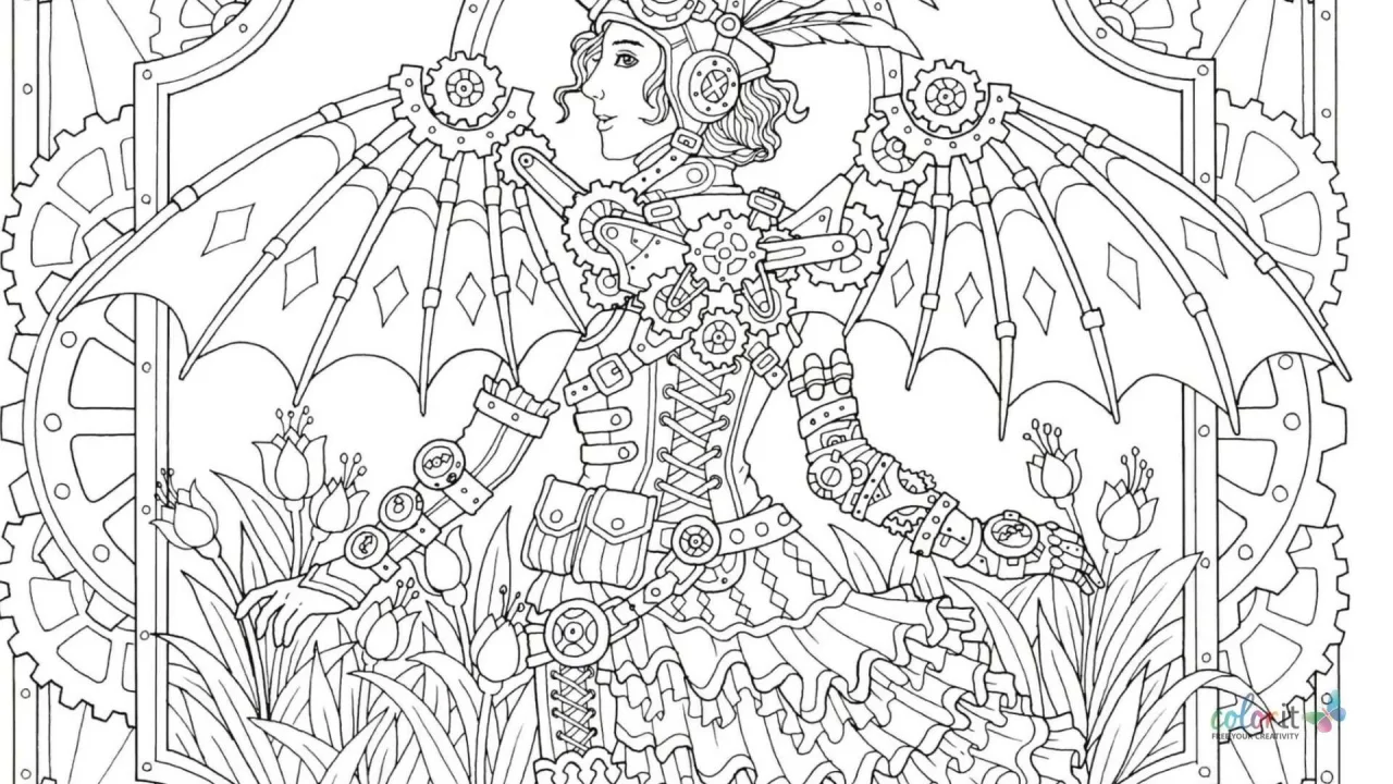 Download The Colorful World Of Steampunk Coloring Book For Adults With Hardback Covers Spiral Binding Colorit